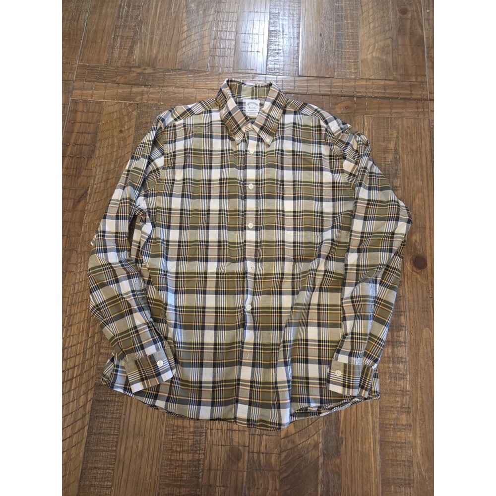 Brooks Brothers Shirt Men's Long Sleeve Button Down Plaid Size L